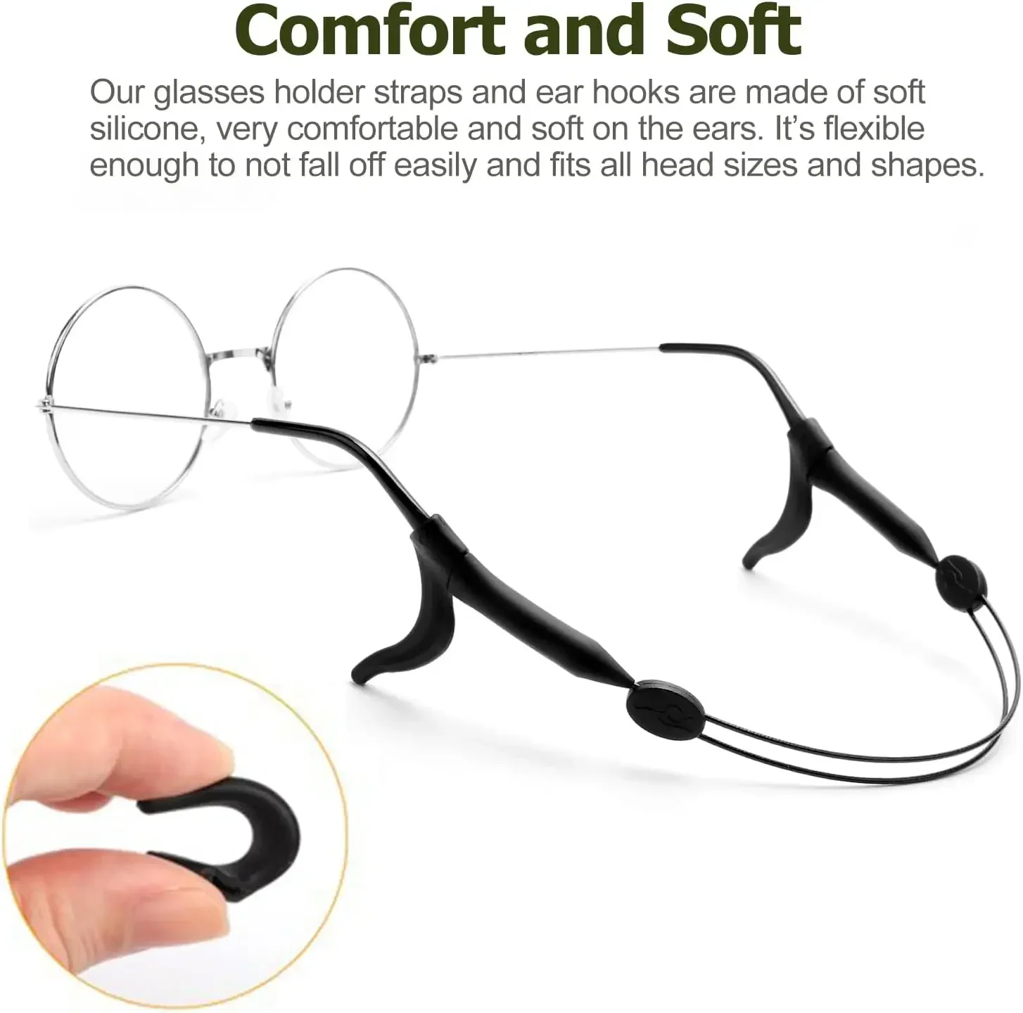 1-10Pcs Adjustable Elastic Silicone Eyeglasses Straps Glasses Chain Sport Anti-Slip String Glasses Ropes Band Cord Holder Lace