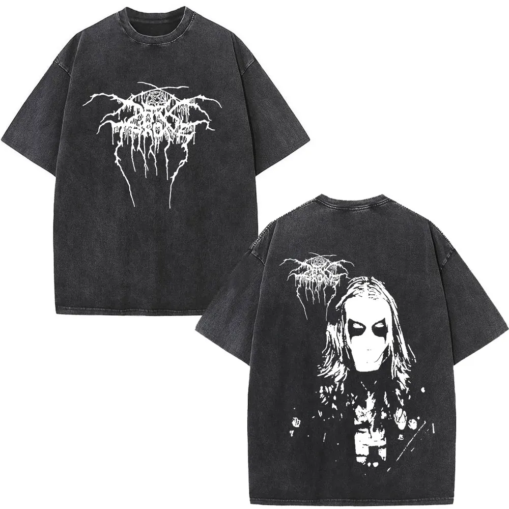 Mayhem Darkthrone Vintage Washed T-shirts Death Black Metal Rock Band T-shirt Men Women Gothic Punk Oversized T Shirt Streetwear