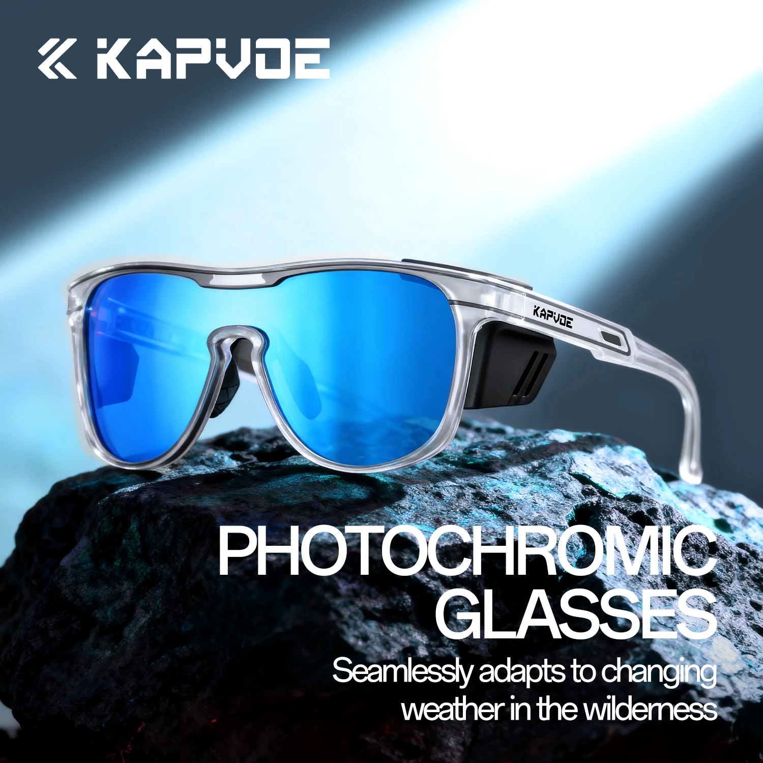 

KAPVOE UV400 Photochromic Hiking Sunglasses Stylish Outdoor Sports Cycling Sunglasses Windproof Running Picnics Driving Glasses