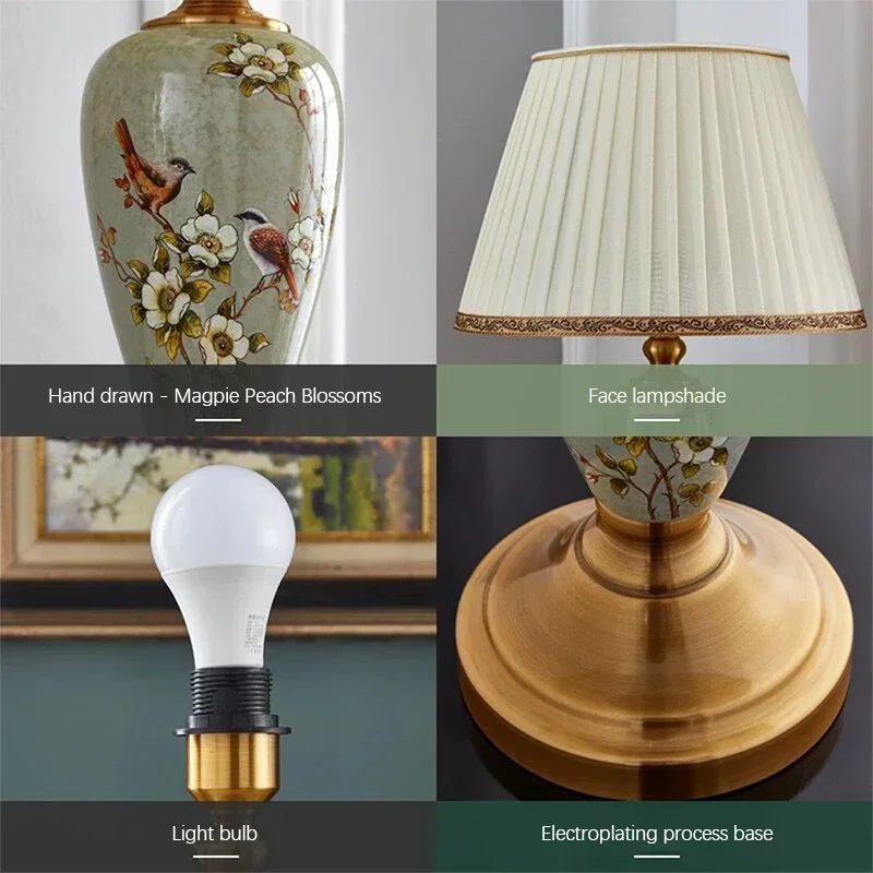 DORIAN Modern Ceramics Table Lamp LED Creative Dimming Remote Control Desk Light for Home Living Room Bedroom Bedside