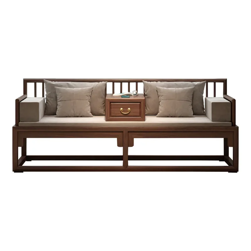 

New Chinese Arhat bed, solid wood, sliding bed ash wood, small apartment, living room