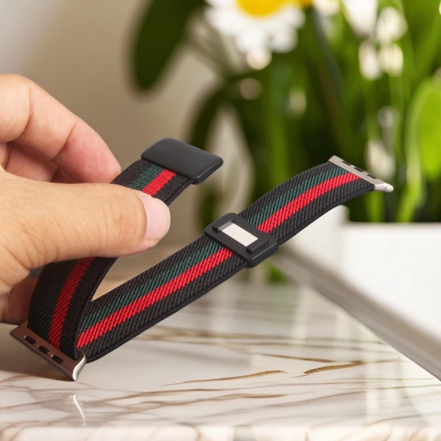 Elastyczna pętla do paska Apple Watch 45mm 44mm49mm42mm 41mm40mm38mm Nylonowa pętla z klamrą magnetyczną do paska Apple Watch Series9 8 7 6 — zdjęcie 5
