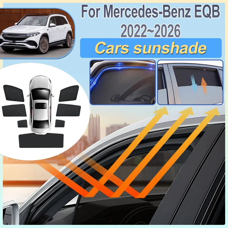 

Для Mercedes-Benz EQB X243 2022-2026: Магнитная сетчатая шторка-сетка на лобовое стекло, складной солнцезащитный козырек, автомобильные аксессуары