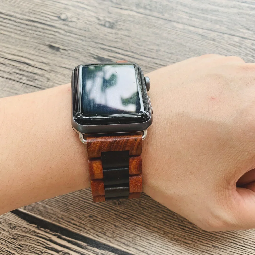 Wooden Watchband For Apple Watch Series 7 6 5 43 SE For iWatch 38mm 40mm 44mm 42mm 41mm 45mm Retro Bamboo Handmade Wood Bracelet