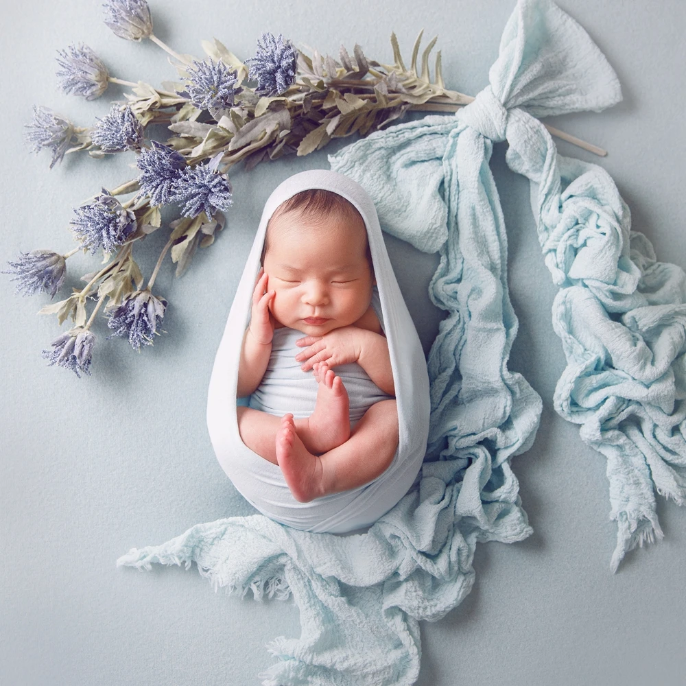 Newborn Cheesecloth Wrap Baby Photography Props Posing Fabric Cotton Stretch Blanket Hand Dyed Newborn Layer Wrap