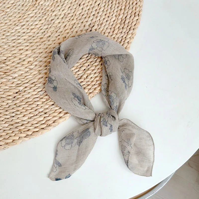 

Scarf Women Summer Linen Neck Head Wrap Khaki Breathable Sun Protection Accessory For Beach Outdoor Spring