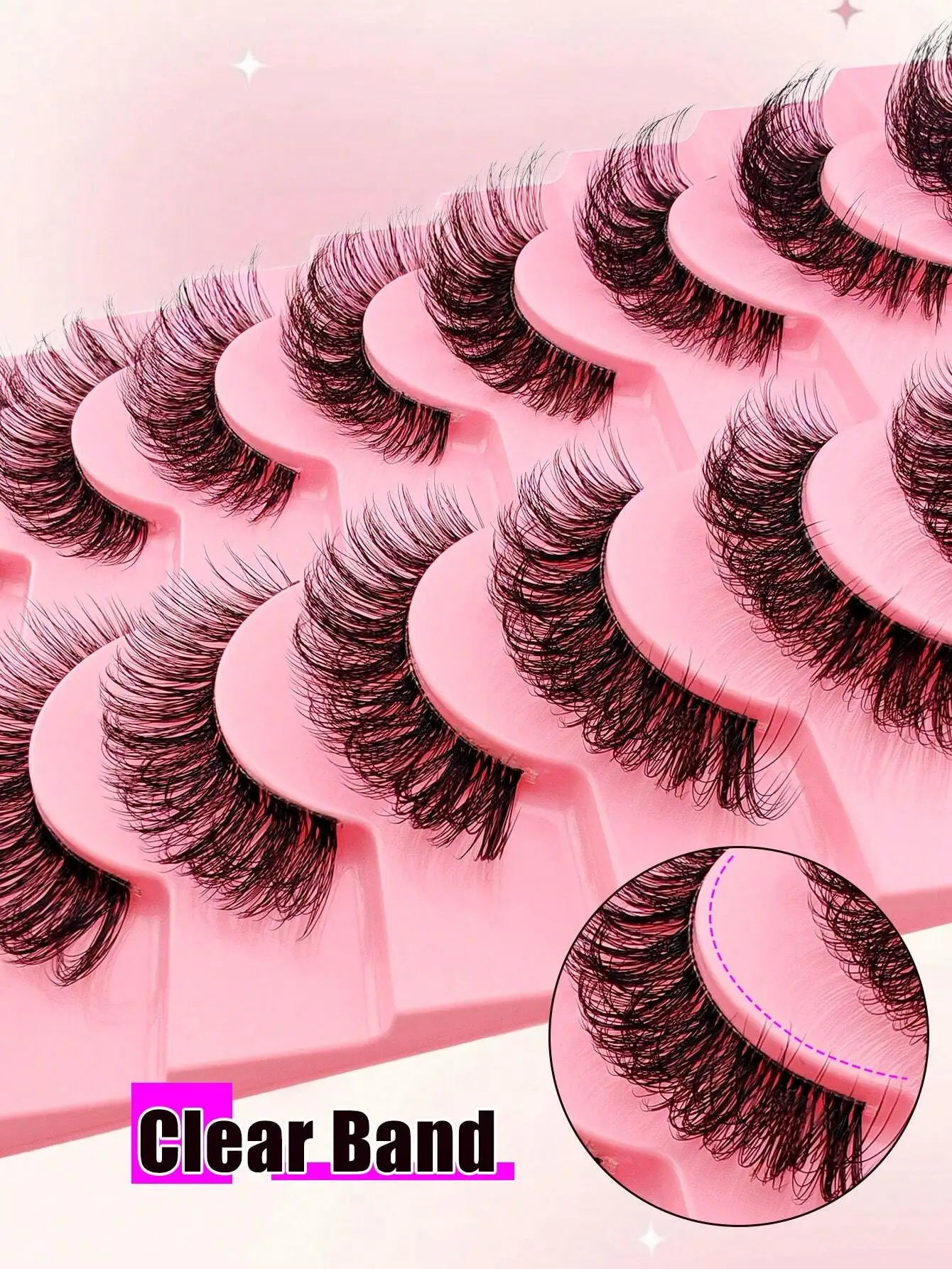 10 paires de Faux cils complets 15mm bande russe D Curl Faux vison œil de chat Look queue bande allongée cils