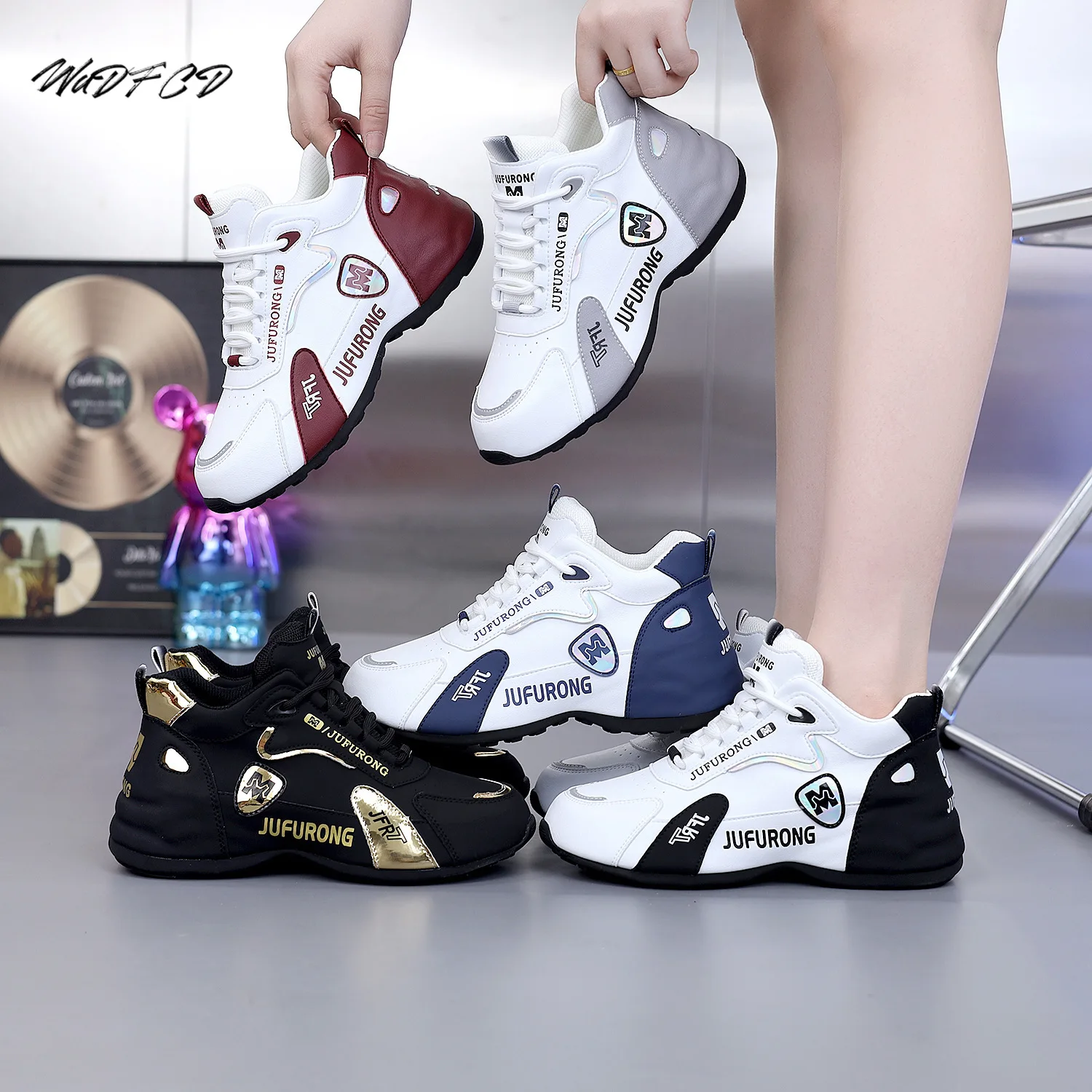 Chunky Sneakers Plus Size 45 Men Women Designer Shoes Fashion Casual Microfiber Leather Fabric Increased Internal Platform Shoes