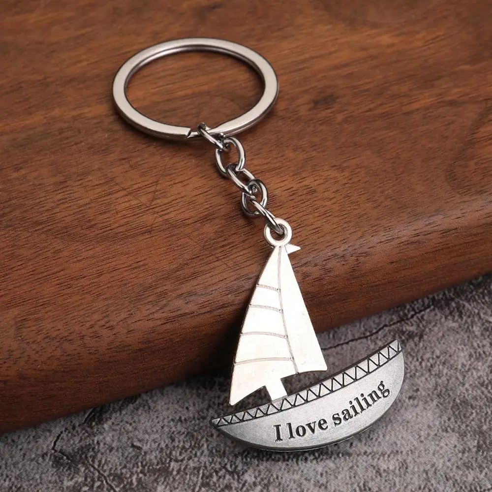 Fashion Sailboat Keychains Bag Ornament Buckle Metal Car Pendant Buckle One Sail Wind And Meaning Key Ring Travel Gifts