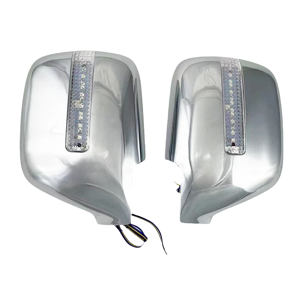 2 قطعة غطاء مرآة الباب الفضي المطلي بالكروم مع Led لتويوتا لاند كروزر Lc80 FJ80 4500 1990 - 1998 تزيين السيارة الخارجي #4