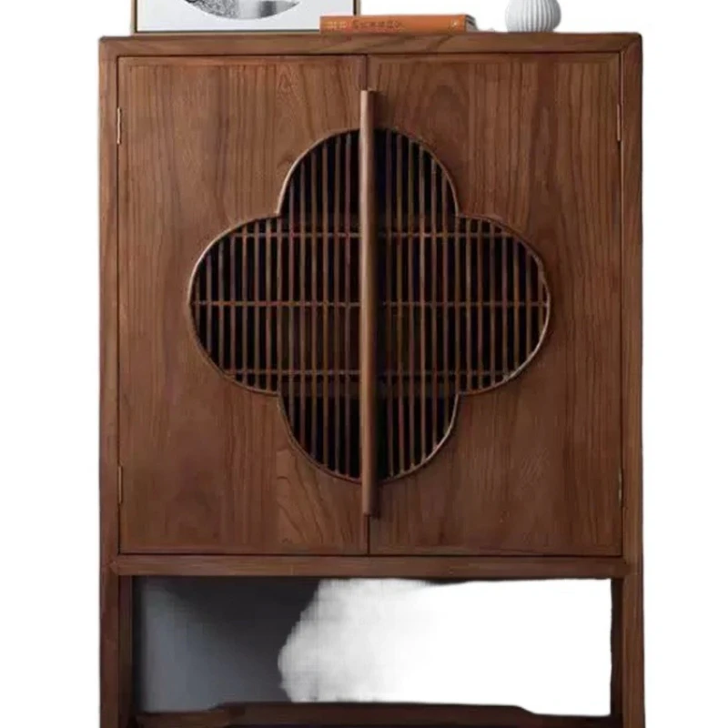 

New Chinese North American black, walnut tea cabinet side cabinet, zen locker decoration