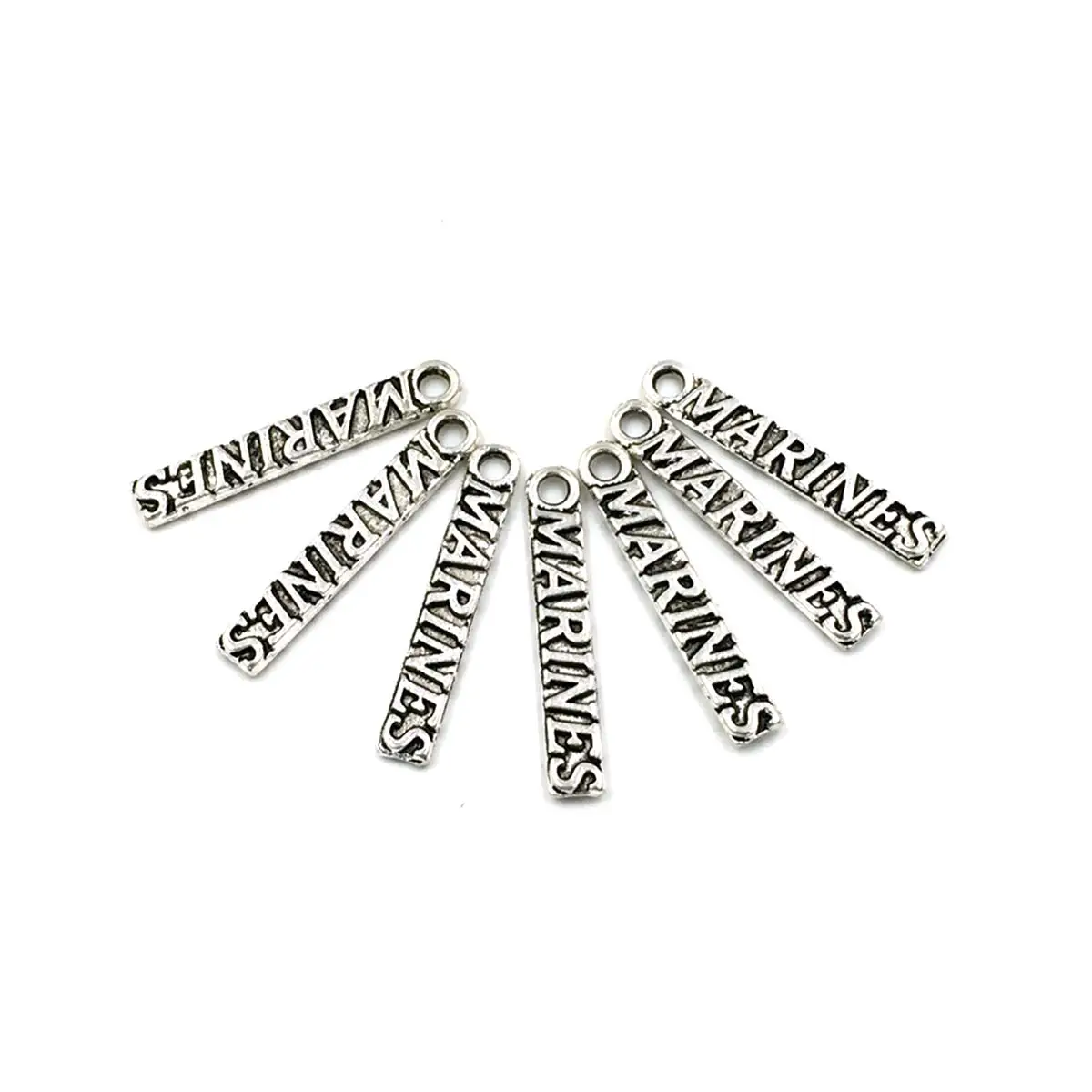 

100PCS "MARINES" Letters Charm Pendants 24x4mm Silver Tone Handicrafts Jewelry Decoration Making Accessories Handmade Materials