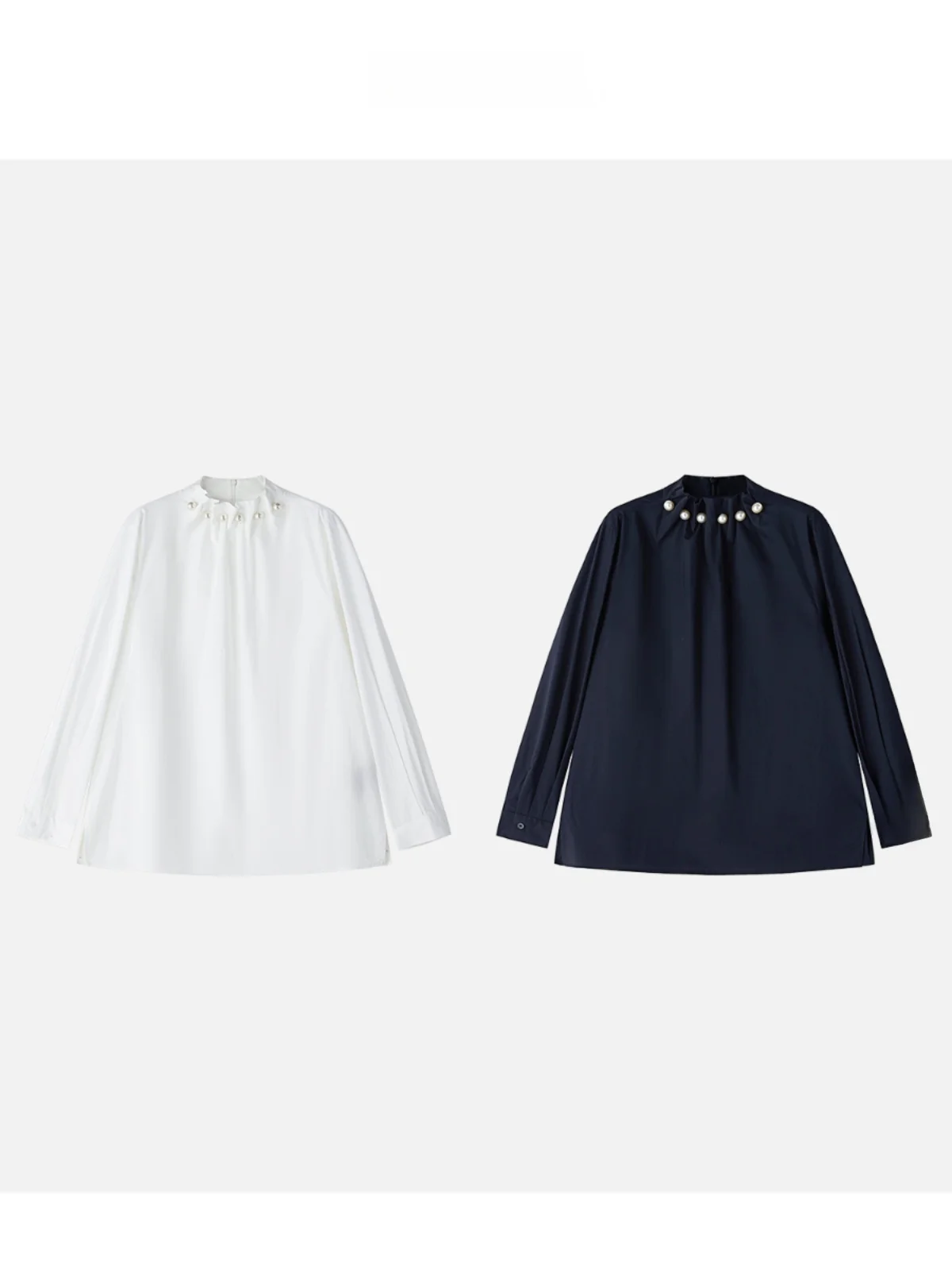 

Новая летняя ночная рубашка JINGJING2025 для женщин с воротником-стойкой, плиссированным дизайном и жемчужным воротником из хлопка