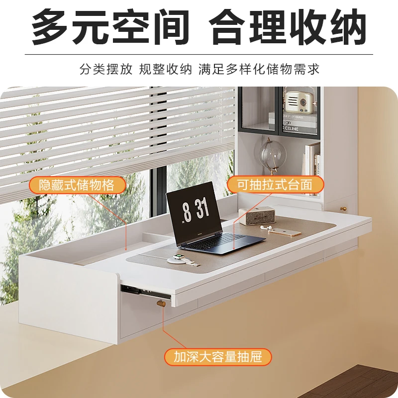 Multifunctional Balcony Bay Window Cabinet Solid Wood Window Sill Cabinet Floor  Desk Bookcase Locker Corner Cabinet Lock