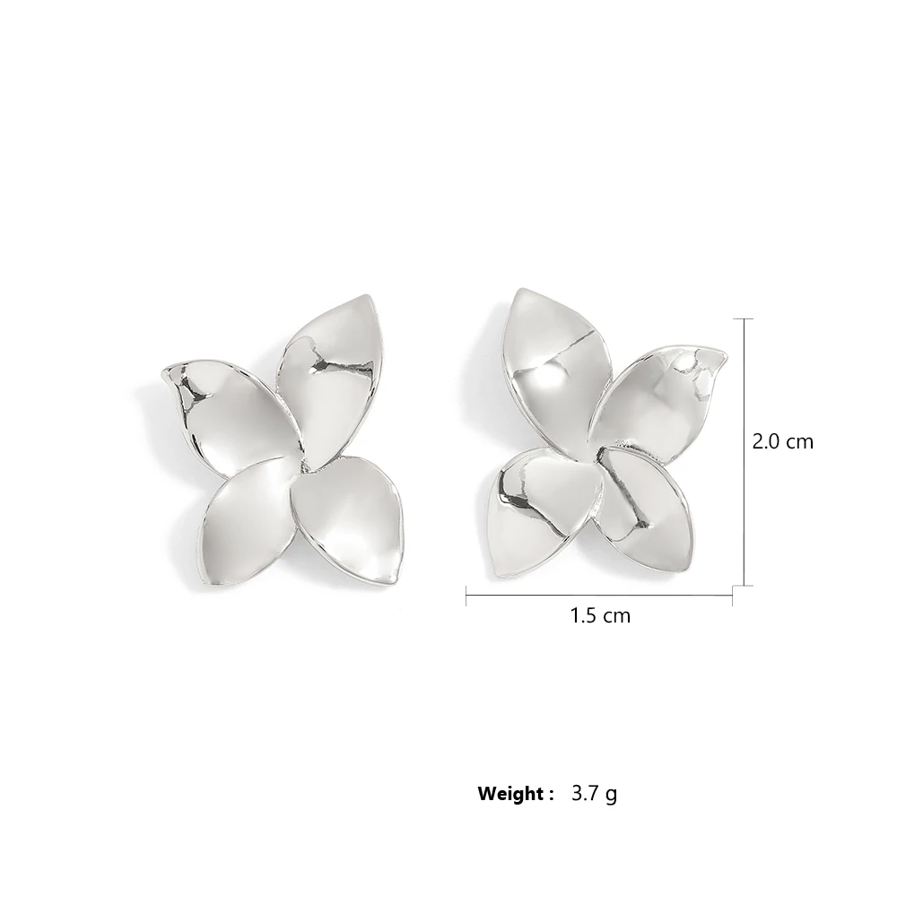 ZAKOL Exquisite Gold Color Metal Leaf Stud Earrings for Women Korean Bridal Flower Earring Fashion Wedding Party Jewelry