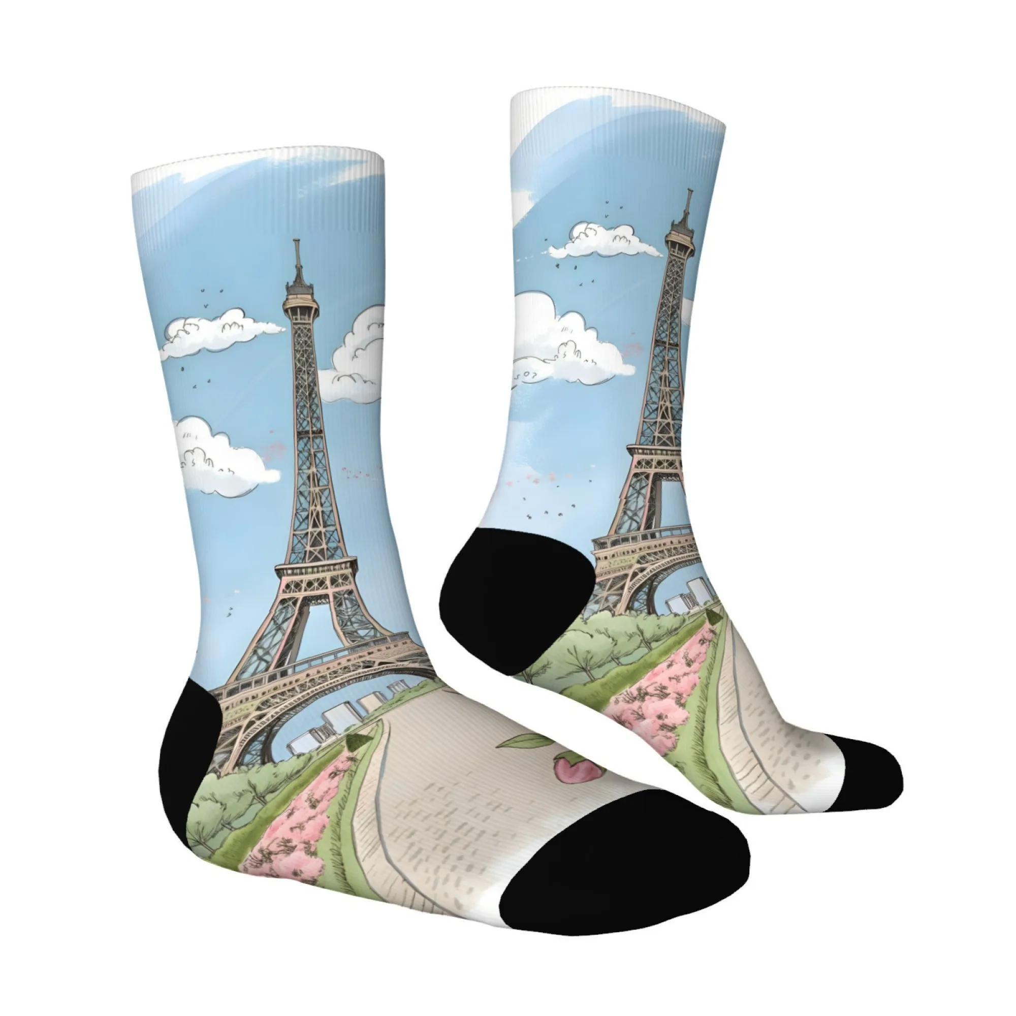 Calzini da sogno di Parigi Bellissimo design floreale della Torre Eiffel Idea regalo da viaggio perfetta Calzini da equipaggio a tema città romantica per lei