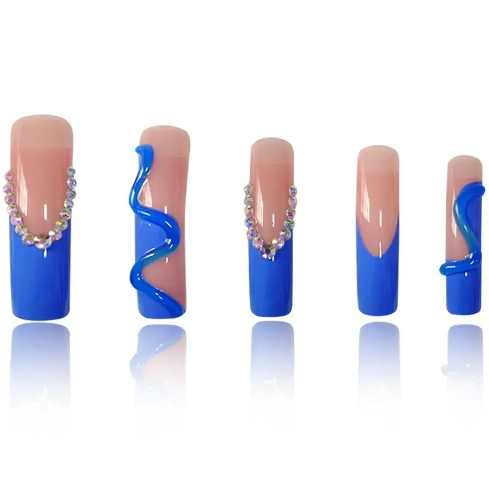 Easy to Use Extra Long Curved False Nails Bowknot Design Nail Art French Tip False Nails Manicure Tools White Color