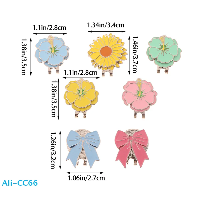 

Golf Cap Clips With Magnet Mark Bow/Petal Pattern Golf Ball Marker Golf Ball Position Removable Golf Accessories For Golf Lover