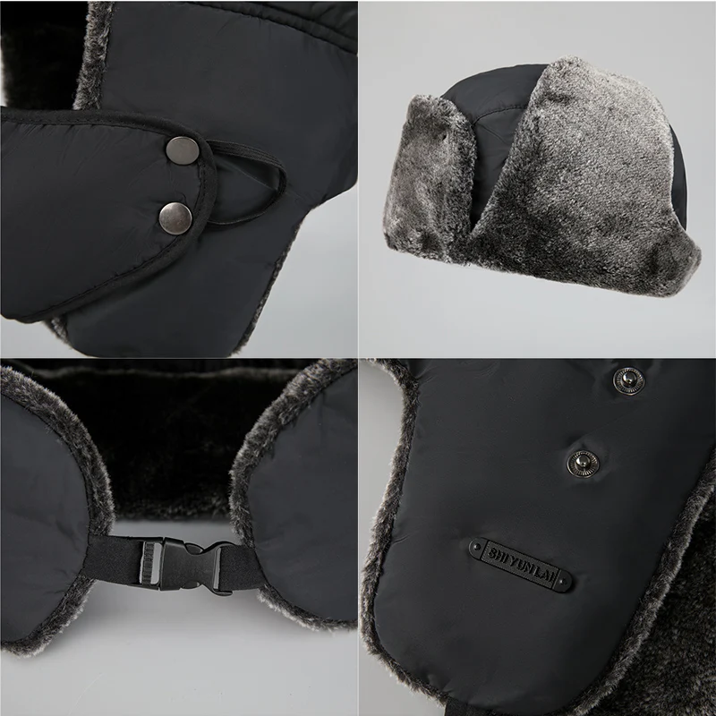 قبعة الطيار للرجال قبعة شتوية دافئة مع قناع مقاوم للرياح - قبعة تزلج للصيد على الجندي الروسي