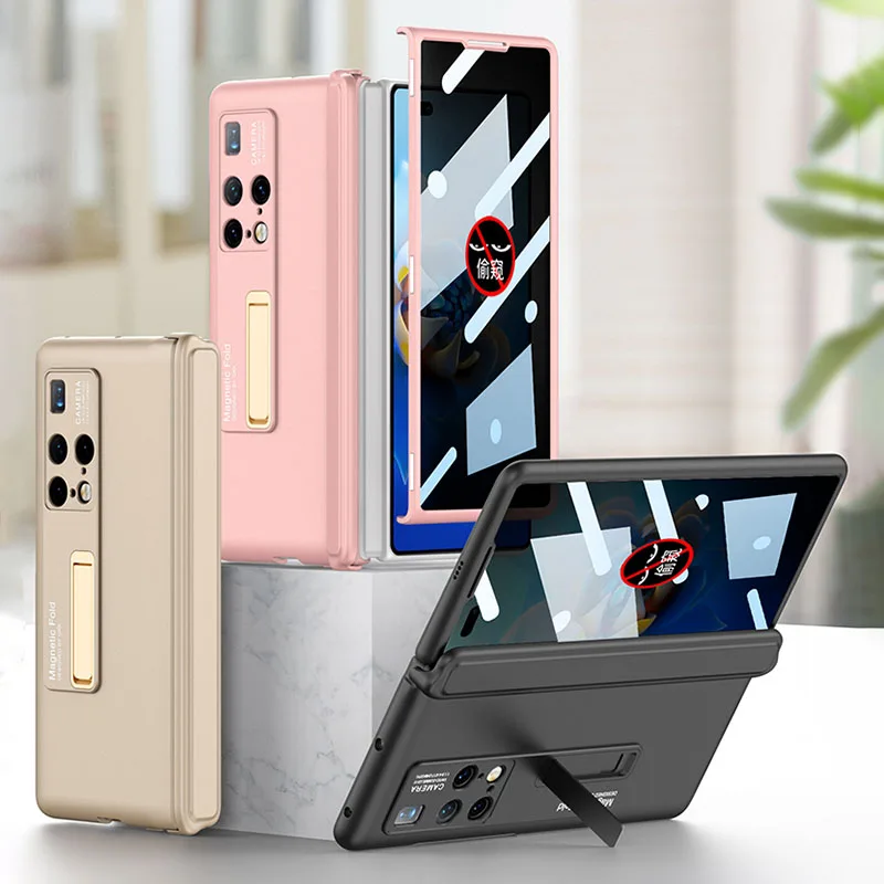 Outer Anti-peek Glass Case For Huawei Mate X2 Magnetic Hinge Case 360 Degree Protective Bracket Hard Cover For Huawei Mate X2