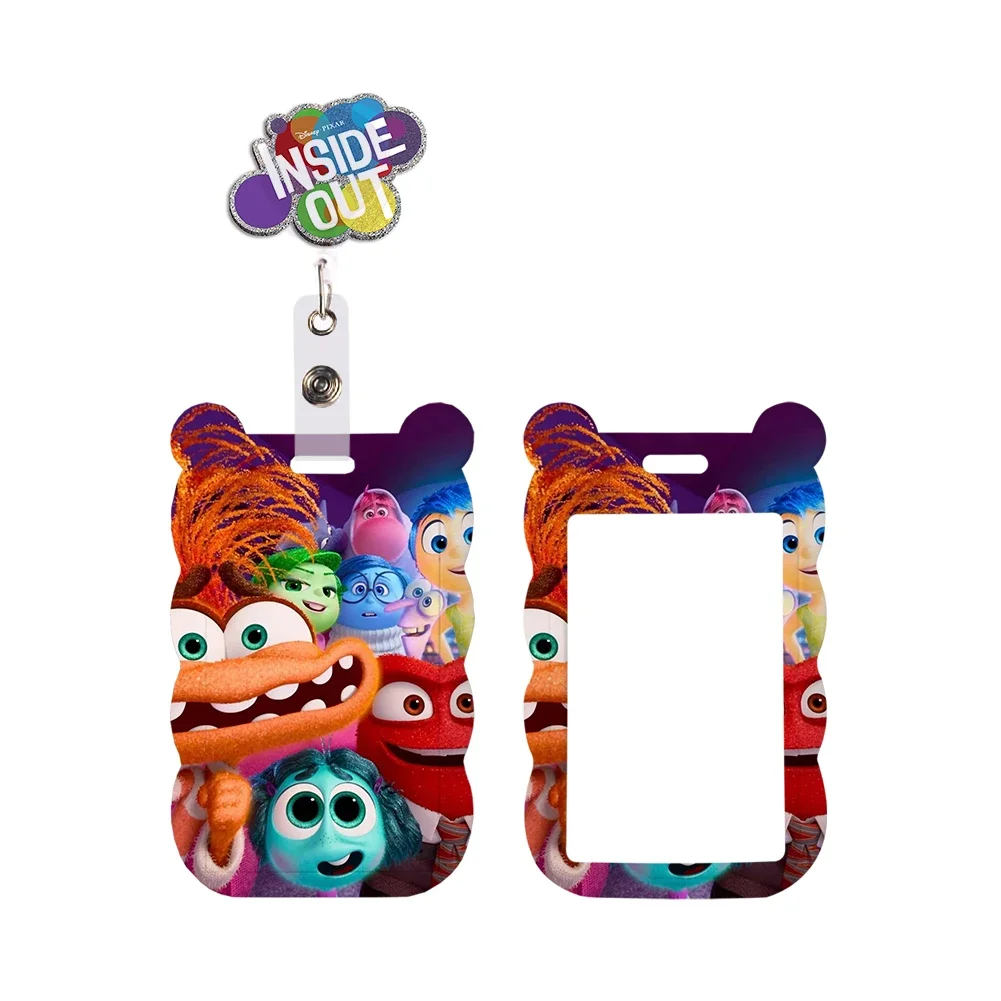 

Disney Inside Out 2 Glitter Badge Holder Id Card School Card Reel Clip Pass Hang Rope Lanyard For Girls Accessories