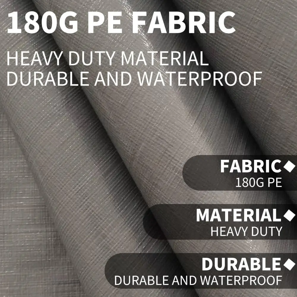 Copertura di ricambio per carport resistente da 12 x 20 piedi, telo grigio con gonne e elastici per le gambe, telaio non incluso