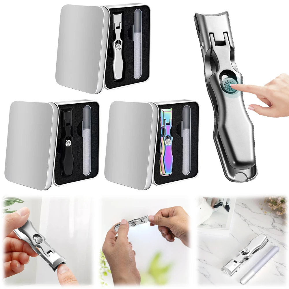 Extra Large Heavy Duty Toe Clippers Wide Jaw Opening Nail Clippers with Catcher File Anti Splash Fingernail Clippers for Seniors