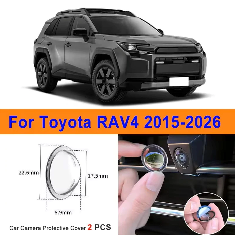 2Pcs 360 Reverse Image Car Camera Cover Anti-Scratch PC Lens Protector Stickers For Toyota RAV4 2015-2026