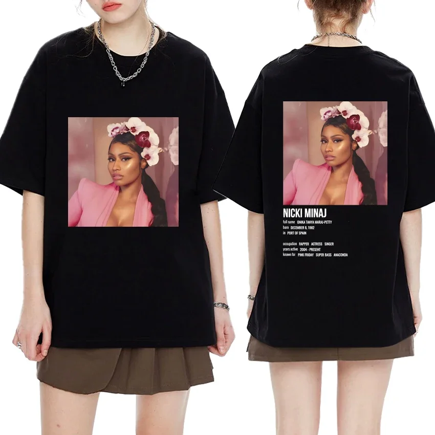 

Rapper Nicki Minaj Hip Hop Album Graphic T shirts Unisex vintage Hip Hop streetwear Men Women 100% Cotton short sleeve T-shirt