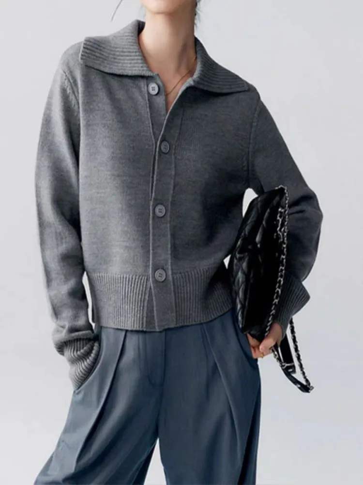 100% pure cashmere V-neck large lapel short cashmere cardigan