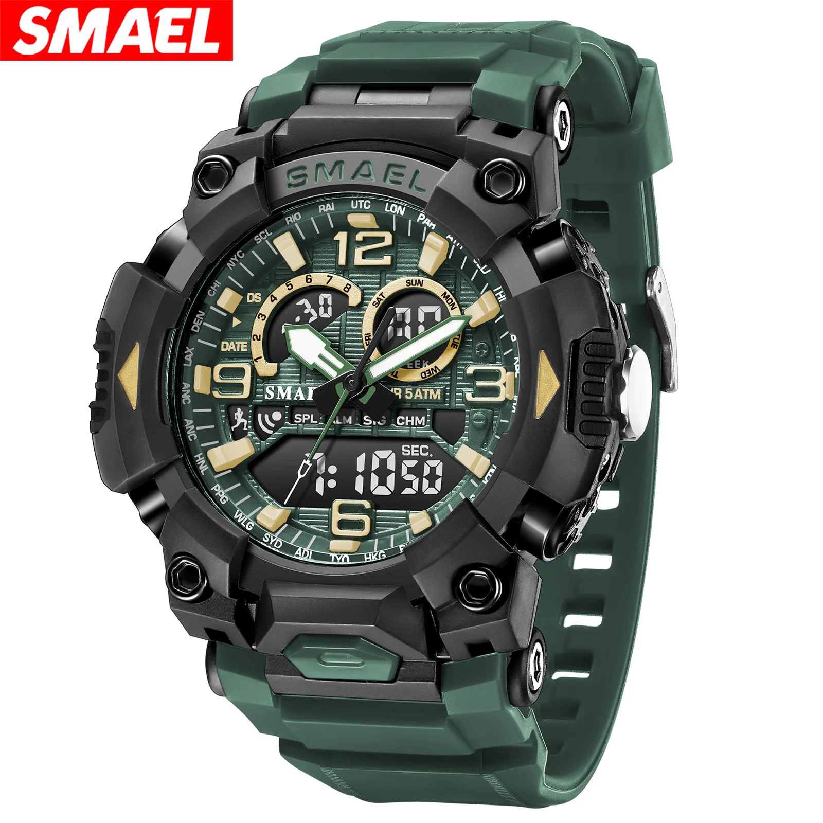 Smael trendy men's alloy precision chronograph luminous waterproof fashion & functional digital watch