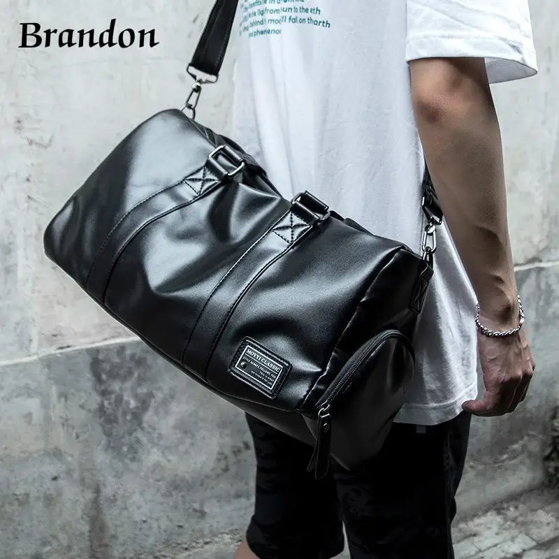 

Men's Travel Handbag Waterproof Sports Bag Round Cylinder Fitness Bag Large -Capacity Luggage Shoulder Bag