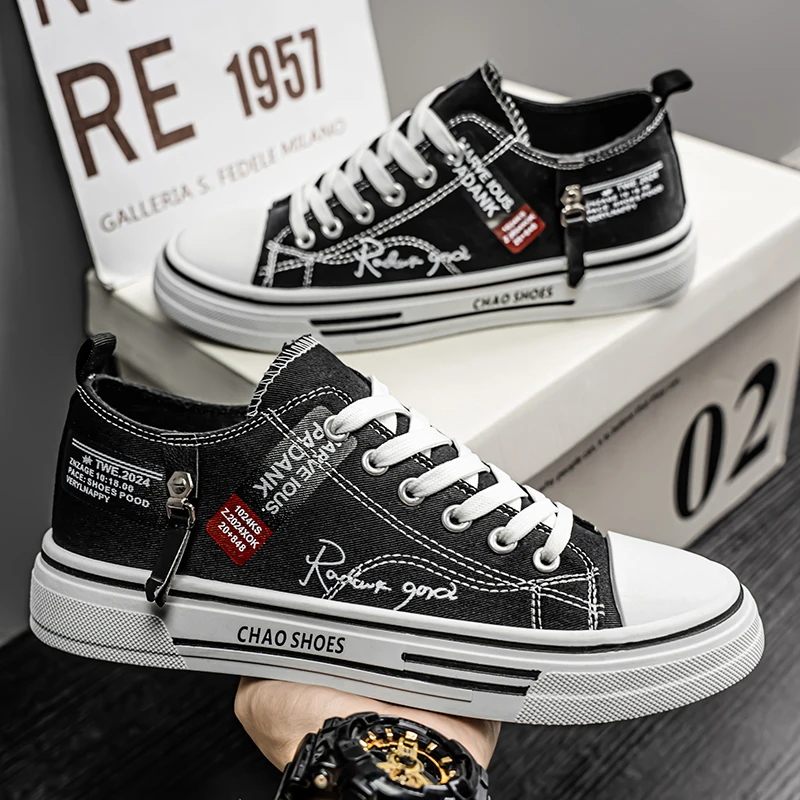 2025 Men's Canvas Fashion Buckled Canvas Sneakers Lightweight and Non-Slip Skateboarding Comfortable Casual Workwear For Men