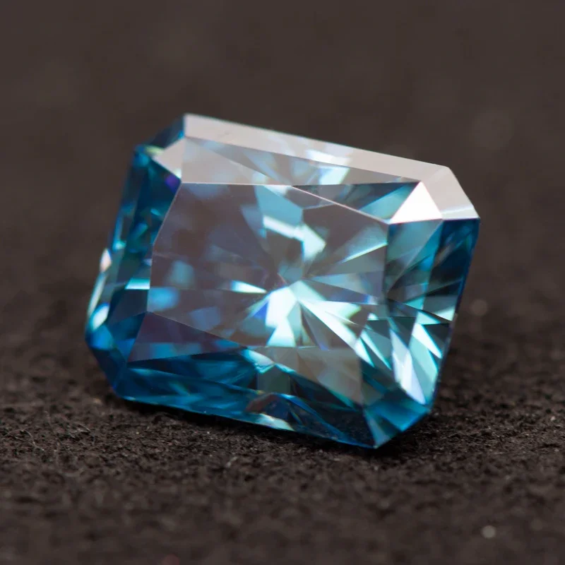 Moissanite Stone Radiant Cut Sapphire Blue Color VVS1 with GRA Certificate for Gemstone Charms Beads Top Jewelry Making Material