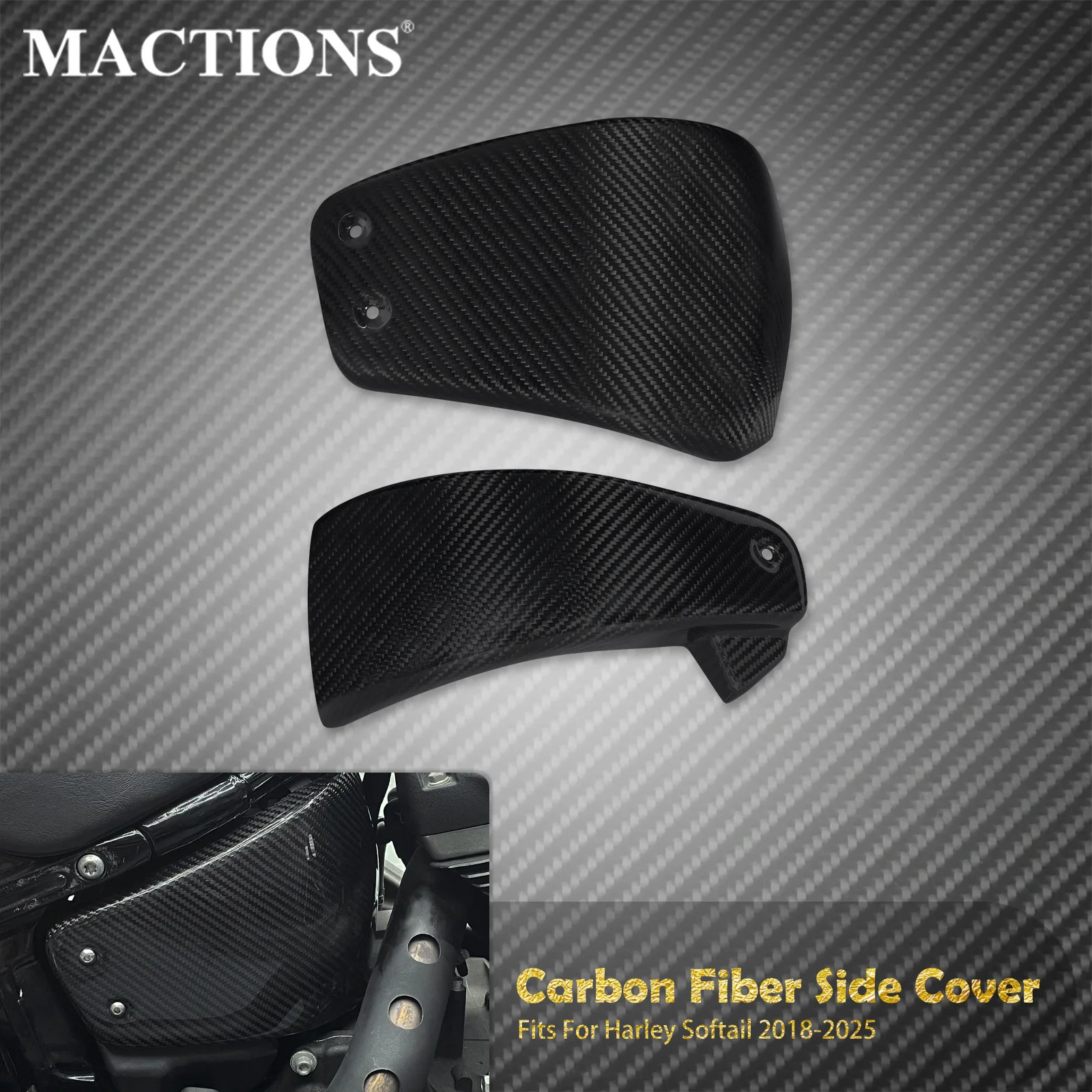 Motorcycle Carbon Fiber Battery Side Cover Fairing Kit For Harley Softail Low Rider ST Fat Boy Breakout Standard FXBB FLDE FXST
