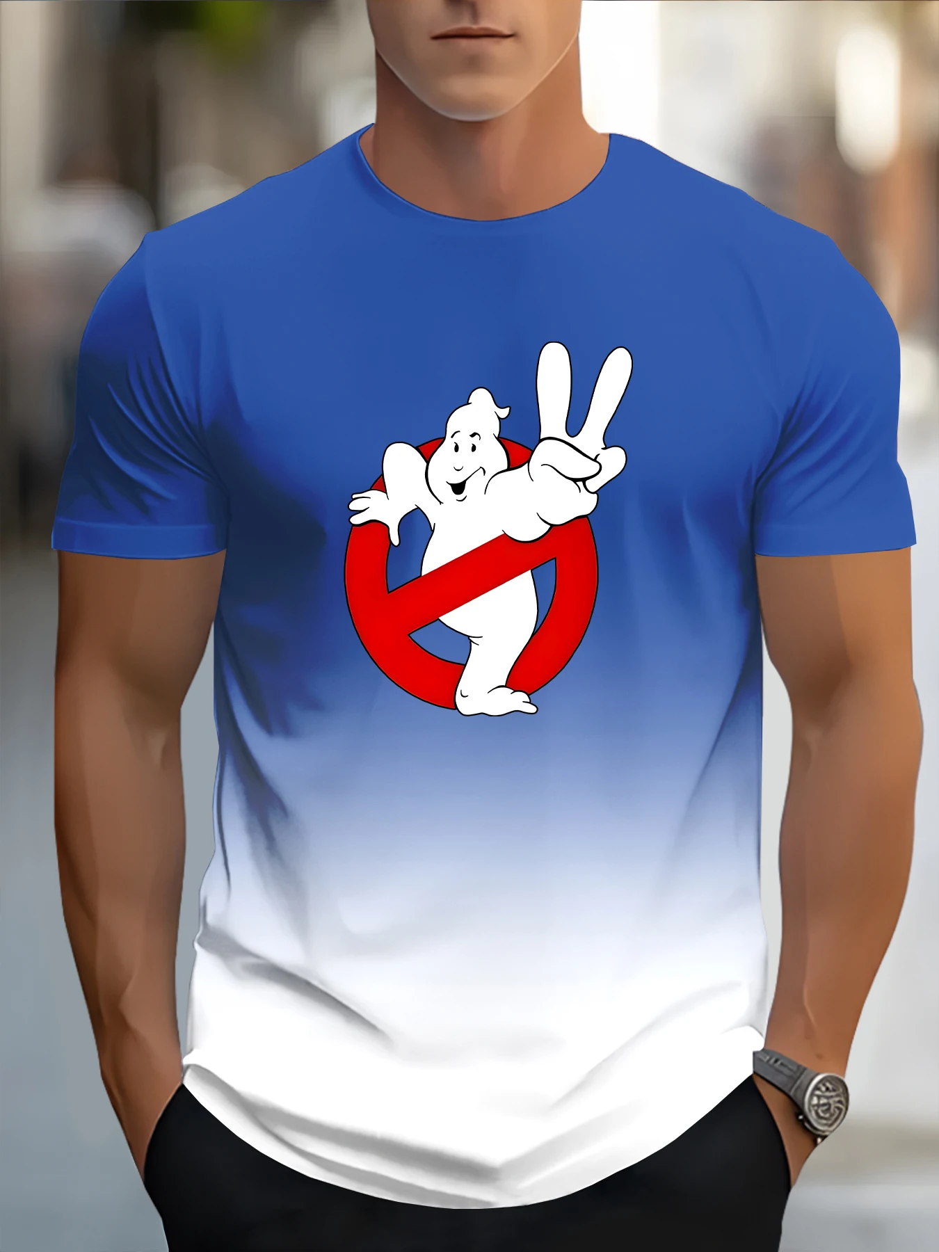 2025Summer men's casual loose fit bull print round neck short sleeved T-shirt top men's streetwear pullover