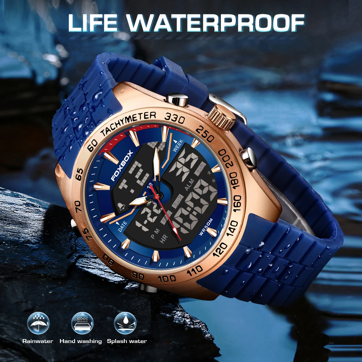 FOXBOX Relojes militares originales de moda para hombres Reloj cronógrafo deportivo informal de lujo ​ Reloj de pulsera de cuarzo resistente al agua, regalo