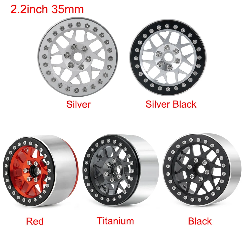 YEAHRUN 4Pcs 1.9/2.2inch Metal Alloy Beadlock Wheel Rims Hubs 25/35mm for Axial SCX10 TRX-4 D90 1/10 RC Car Model Upgrade Parts