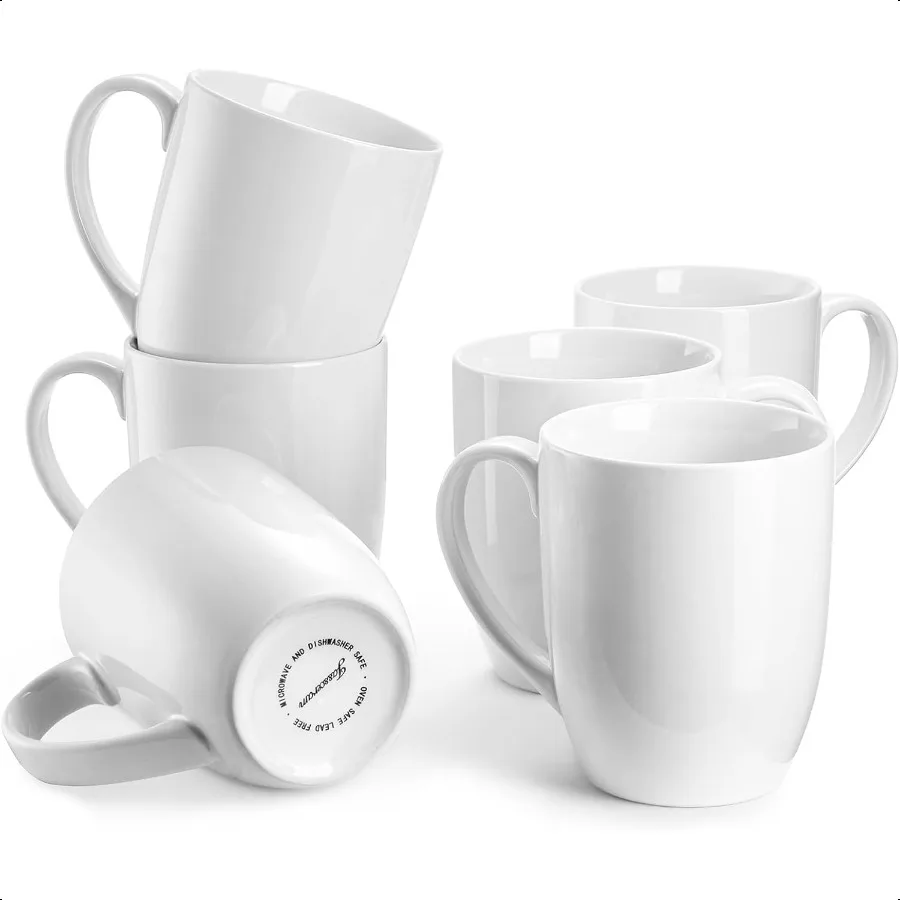 

Jassceram Coffee Mugs Set of 6 18 Ounce Ceramic Coffee Cups with Big Handle for Latte Hot Tea Cappino Cocoa and Mocha Dishwashe