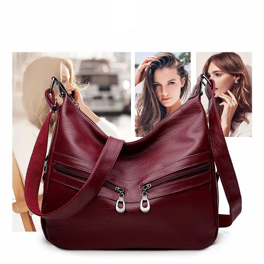 Women Bag Solid Color Zipper Handbags Shoulder Handbag