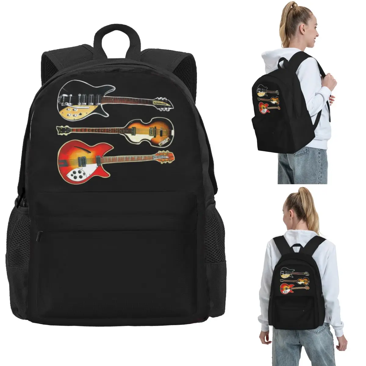 

Rickenbacker гитары и Hofner Bass рюкзаки для мальчиков и девочек, сумка для книг, большая вместительная школьная сумка, дорожный рюкзак, сумка на плечо