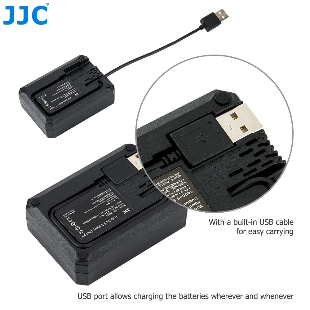 JJC BLH-1 Camera Battery Charger USB Dual Slots for Olympus OM-D E-M1 Mark III, OM-D E-M1 Mark II, OM-D E-M1X Cameras OMD EM1 II