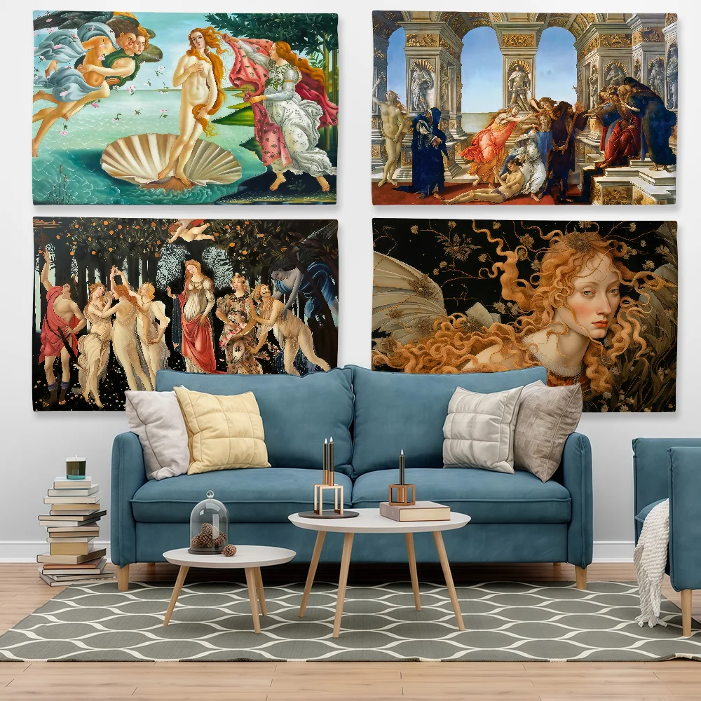 Botticelli Birth Of Venus Primavera Flag Tapestry Outdoor Party Bedroom Living Room Dormitory Decorative Themed Wall Hanging