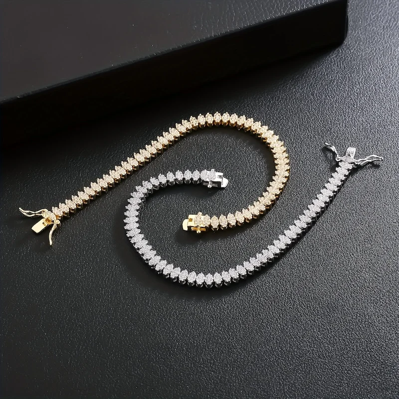 Men's 5mm Leaf Shaped CZ Bracelet