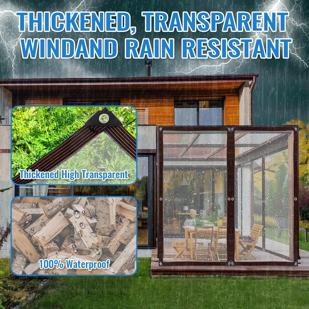 قماش قطني قماشي متين مقاوم للماء بطول 10 × 20 قدم مع حلقات، مقاوم للأشعة فوق البنفسجية للحماية الخارجية #6