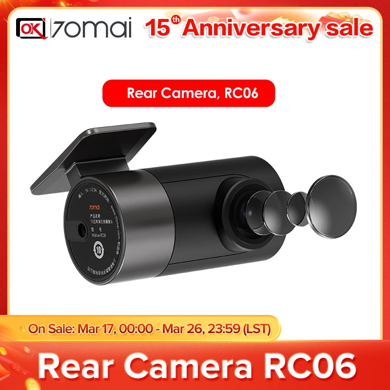 70mai Rear Camera RC06 Full HD 1920x1080 for 70mai A500S,A800, A800S dash cam Ultra HD Dual-Vision Camera