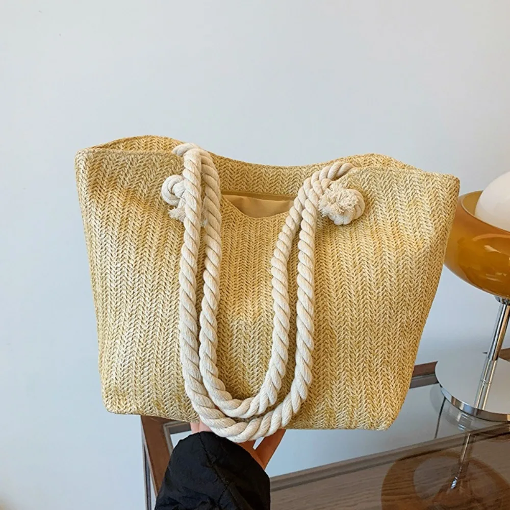 Bolsa de Playa de Verano, Gran Capacidad, Rafia, Estilo Boho, Bolsa de Hombro, Bolsas de Mano para Mujer