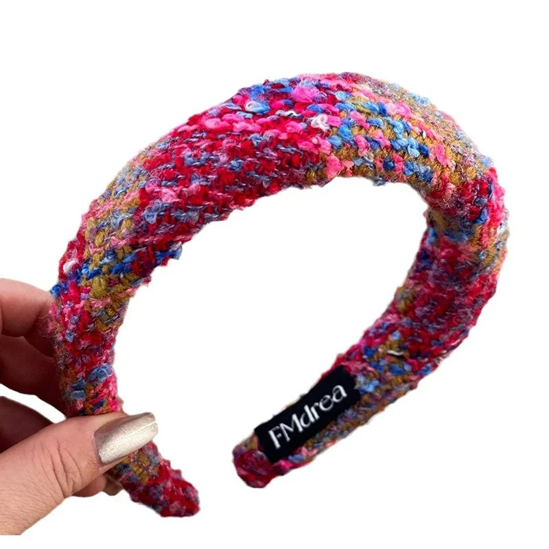 Holiday Atmosphere Red Woolen Headband Women\'s High-Grade Hairpin Head Christmas New Year Headband Hair Accessories Texture New