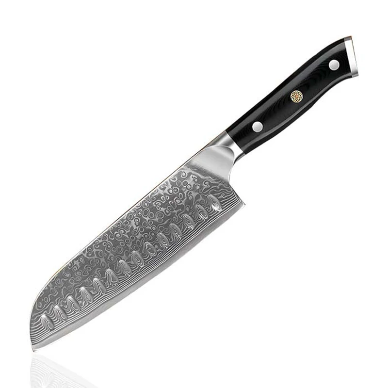 WILDMOK 7 Inch Santoku Knife,67‑Layer Damascus Full Tang Blade,Non‑slip G10 Handle, Premium Kitchen Tool for Household & Gifting
