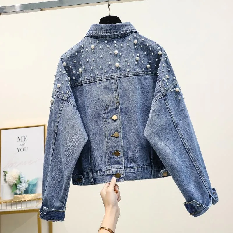 Denim Coats Women Short Coat Turn Down Collar Jackets Y2k Streetwear Jeans Elegant Splice Casual Loose Regular Jacket 2025 - Detail 1